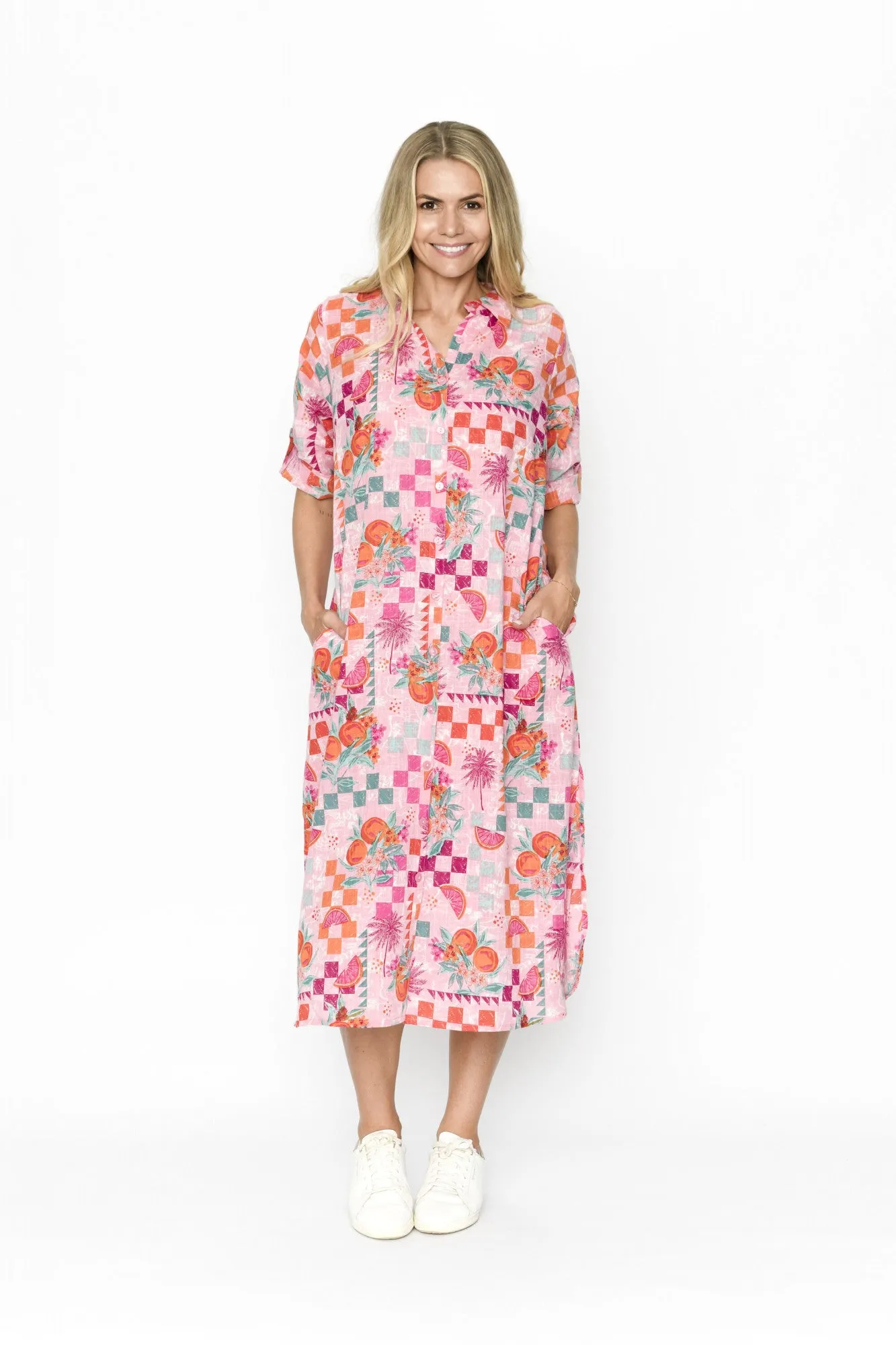 One Summer Sophia Shirt Dress Pink Floral 8