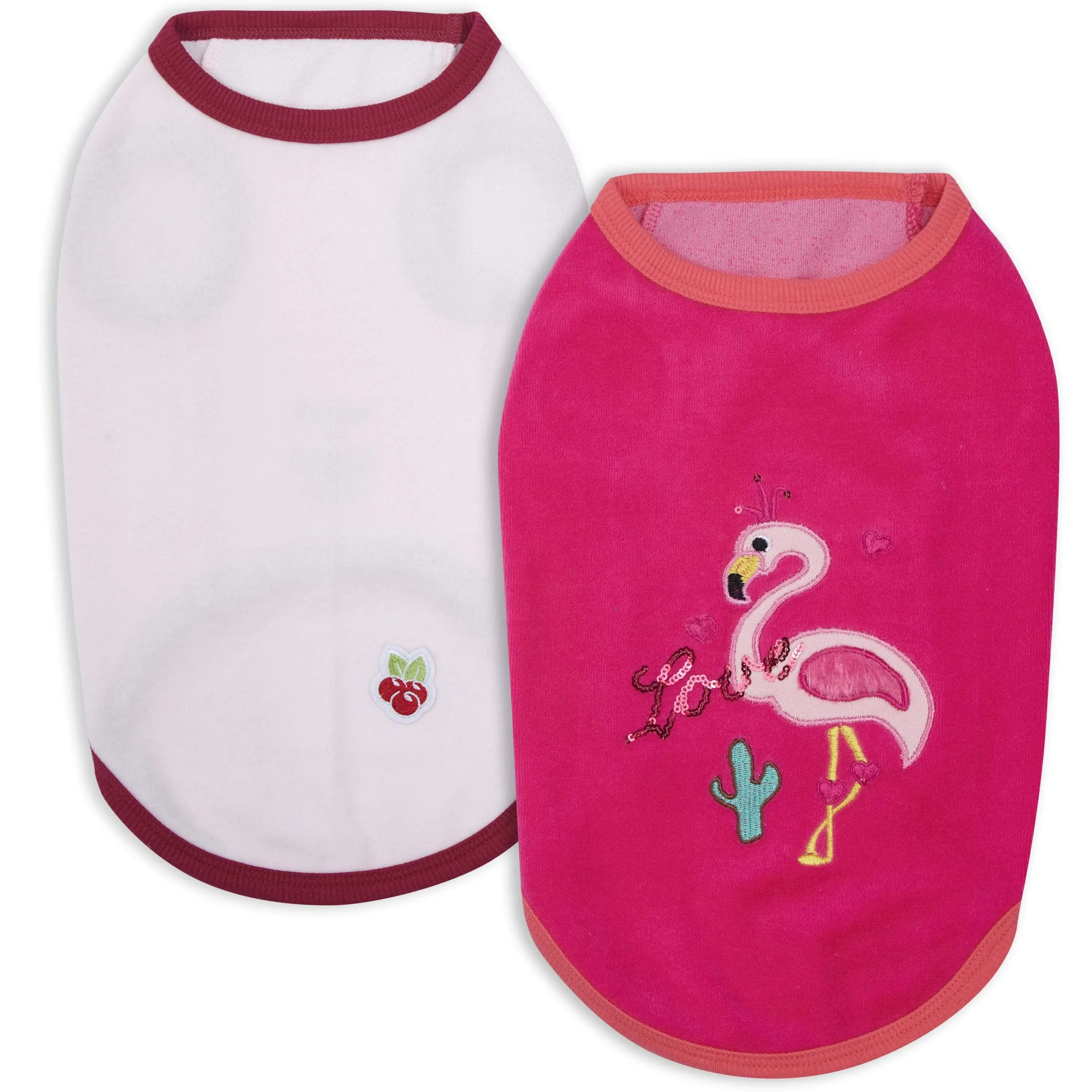 Pajamas | Vacation Scene Flamingo Dog Shirts, 2 Pack Set