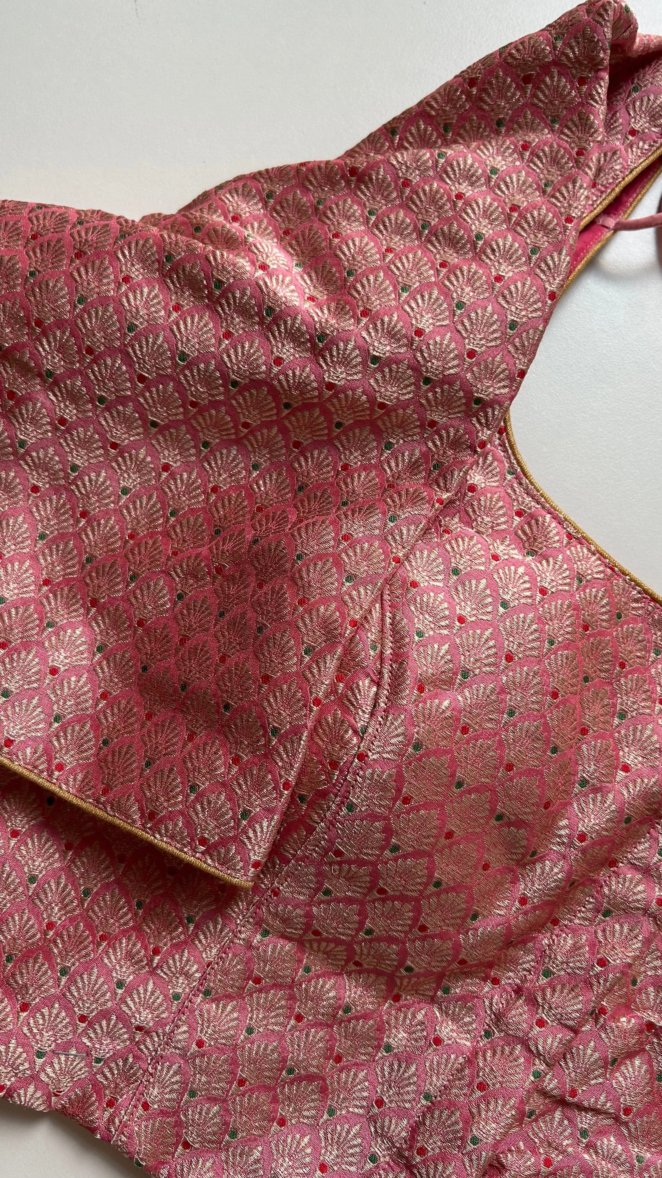 Pink Gold brocade stitched blouse