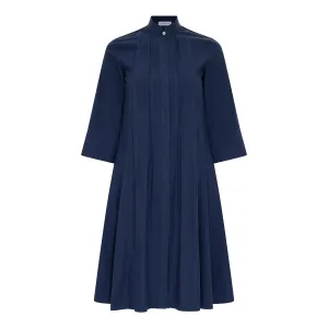 Pleat-Detailed Dress - Marine Blue