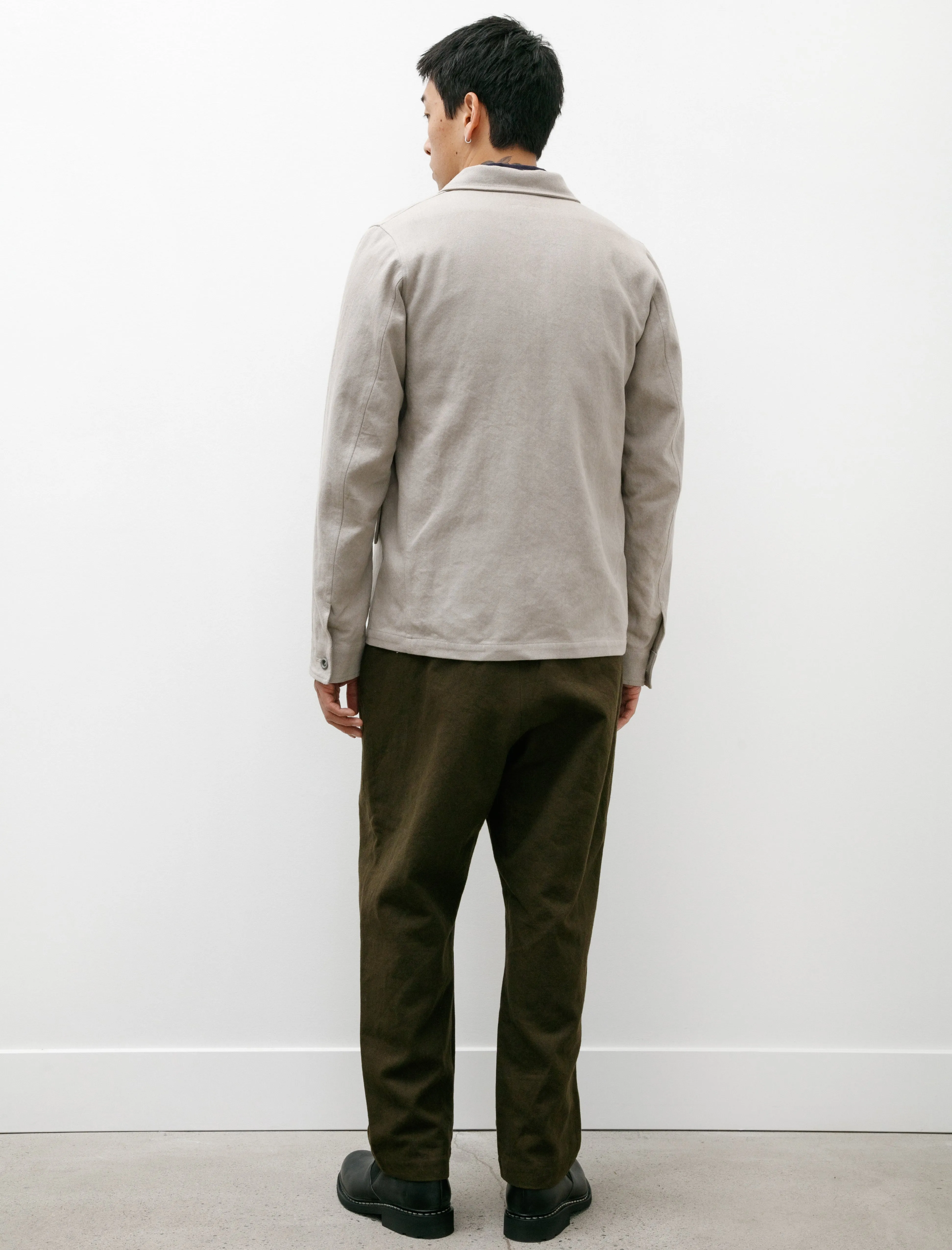 Pleated Trousers Flax Cotton Brown Green