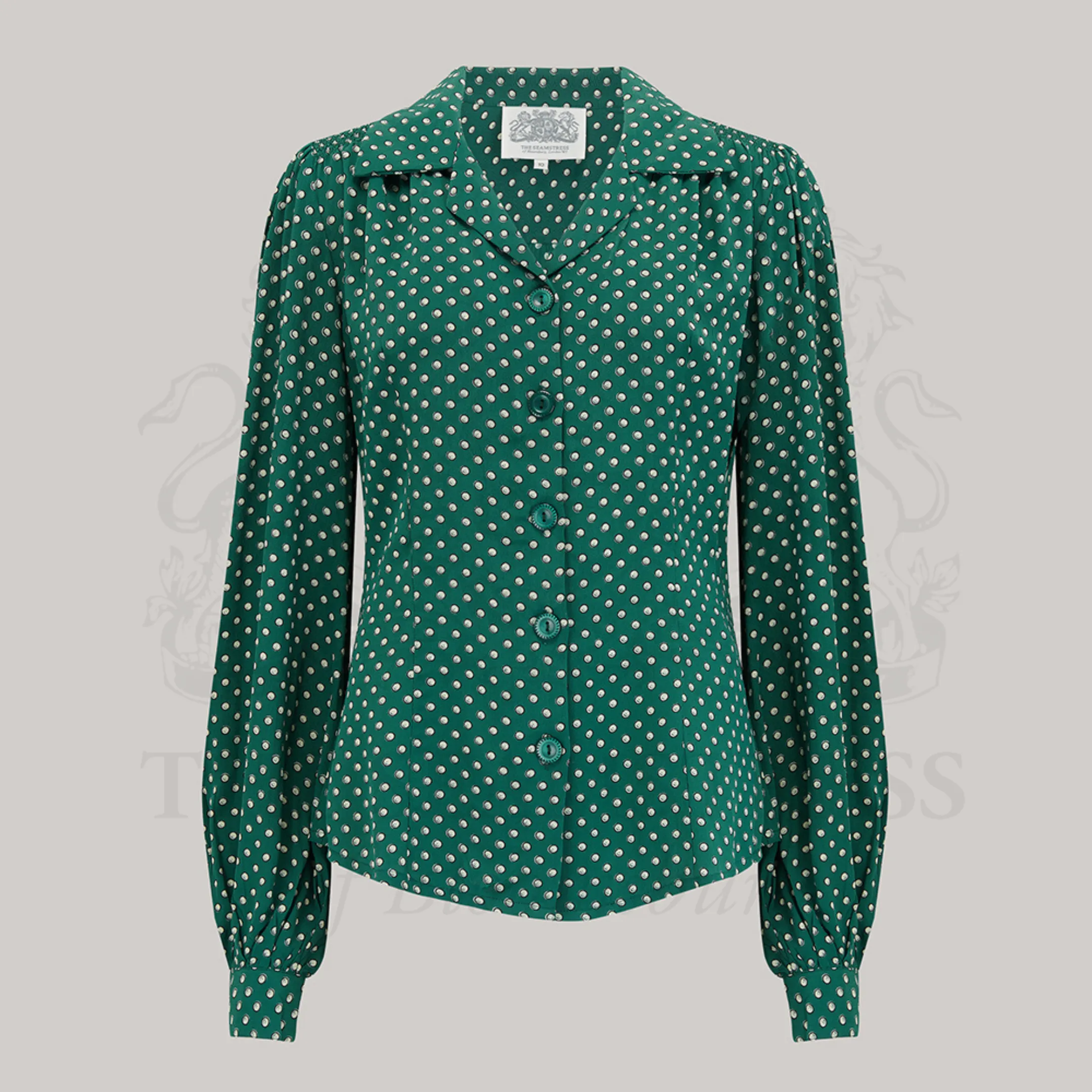 Poppy Blouse in Green Ditzy Dot