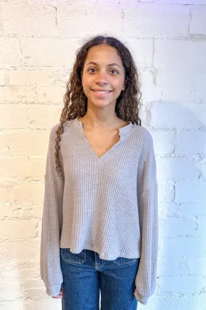 Project Social Vinessa Heathered Notch Neck Top