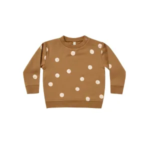 Quincy Mae Fleece Sweatshirt - Walnut Polka-Dot