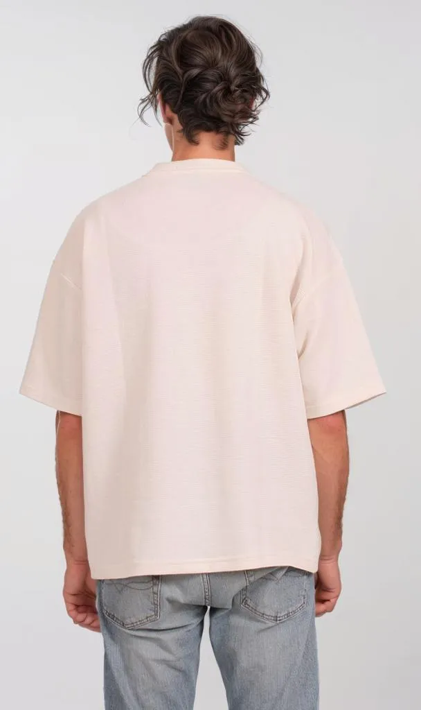 R205831 - Minimalist Oversized Corduroy T-Shirt  Off-White