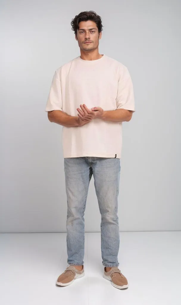 R205831 - Minimalist Oversized Corduroy T-Shirt  Off-White