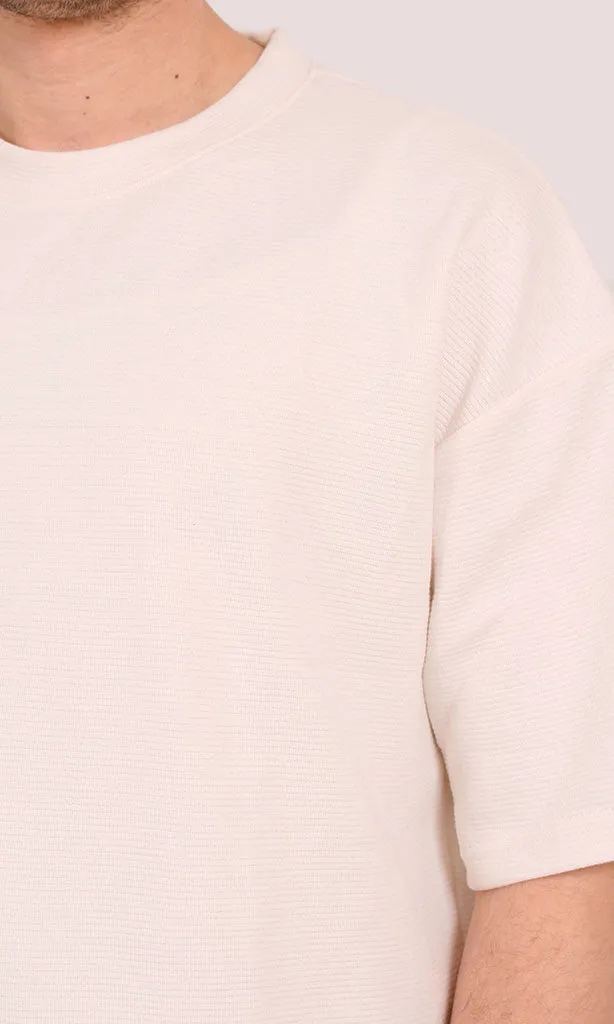 R205831 - Minimalist Oversized Corduroy T-Shirt  Off-White