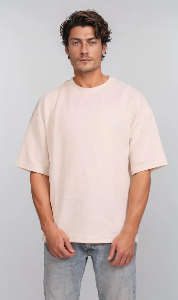 R205831 - Minimalist Oversized Corduroy T-Shirt  Off-White