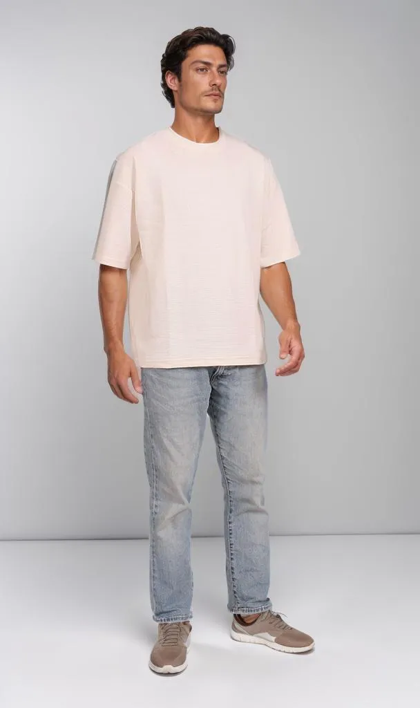 R205831 - Minimalist Oversized Corduroy T-Shirt  Off-White