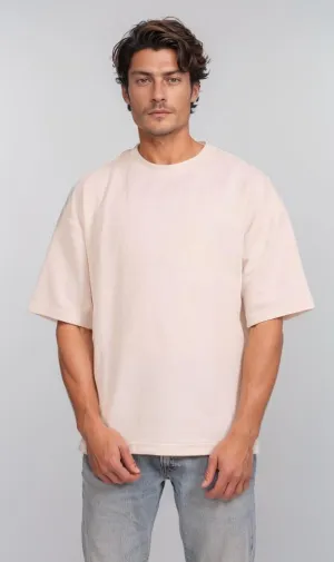 R205831 - Minimalist Oversized Corduroy T-Shirt  Off-White