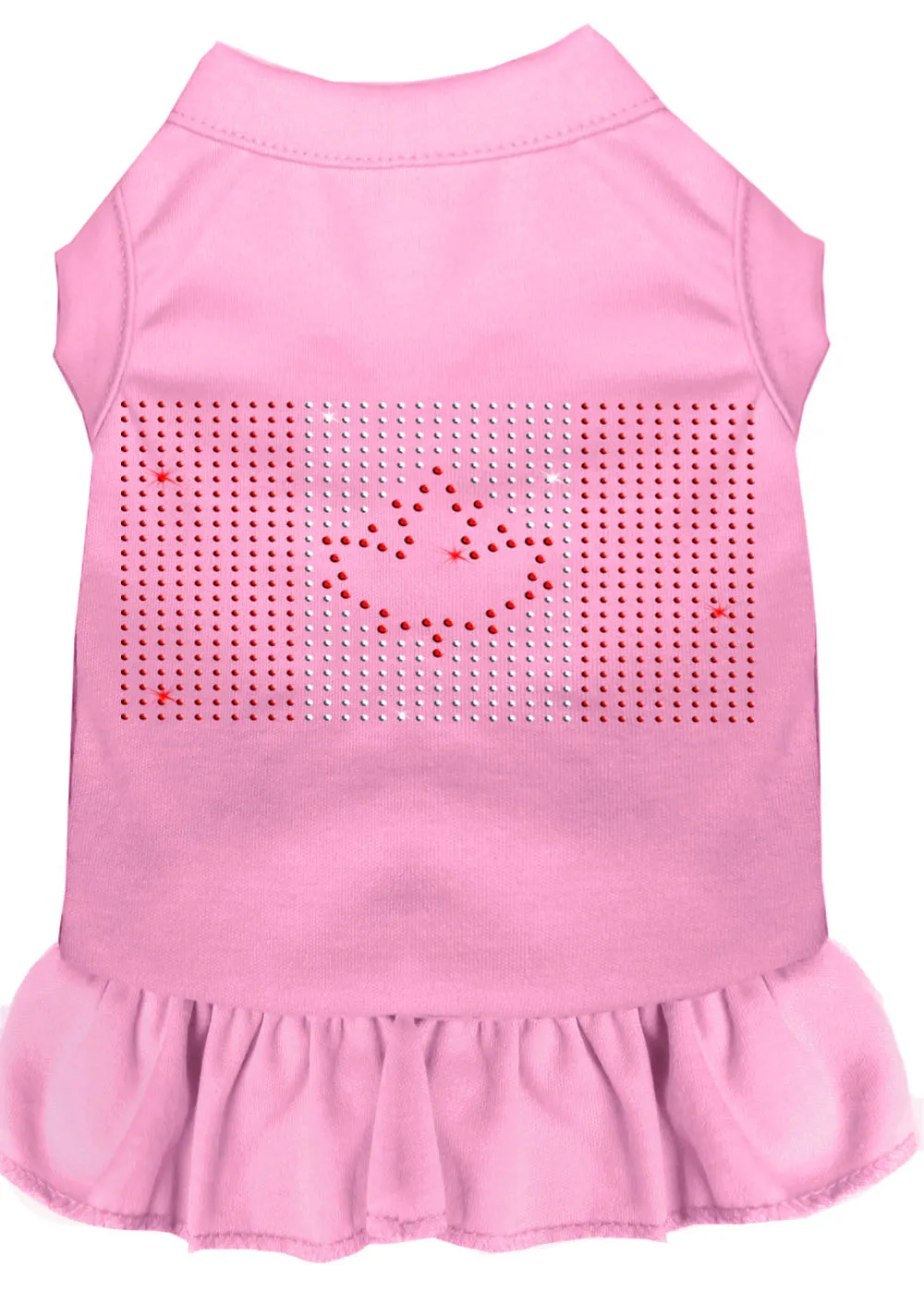 Rhinestone Canadian Flag Dress Light Pink Lg