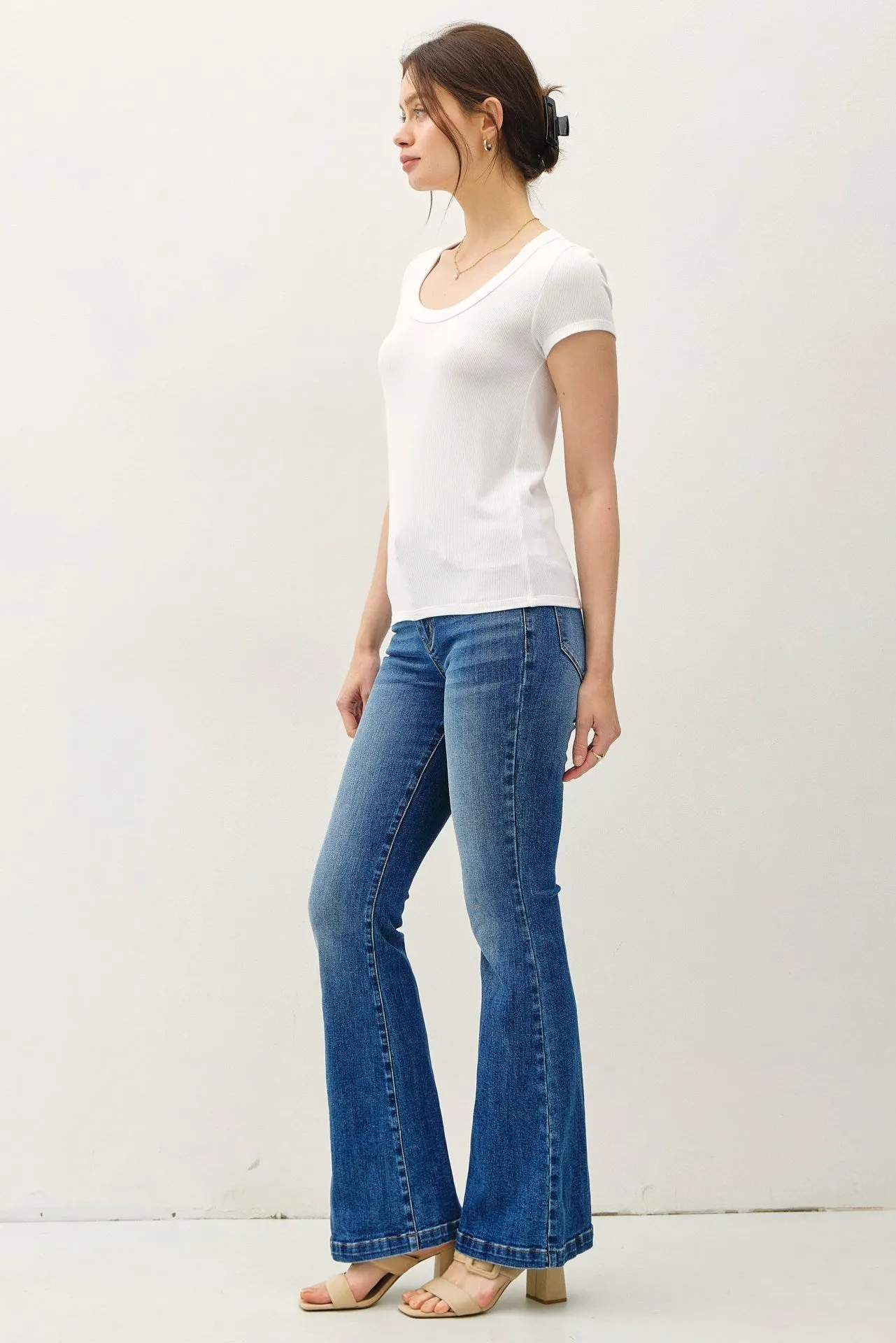 Rumor Has It Ribbed Basic Top - Off White