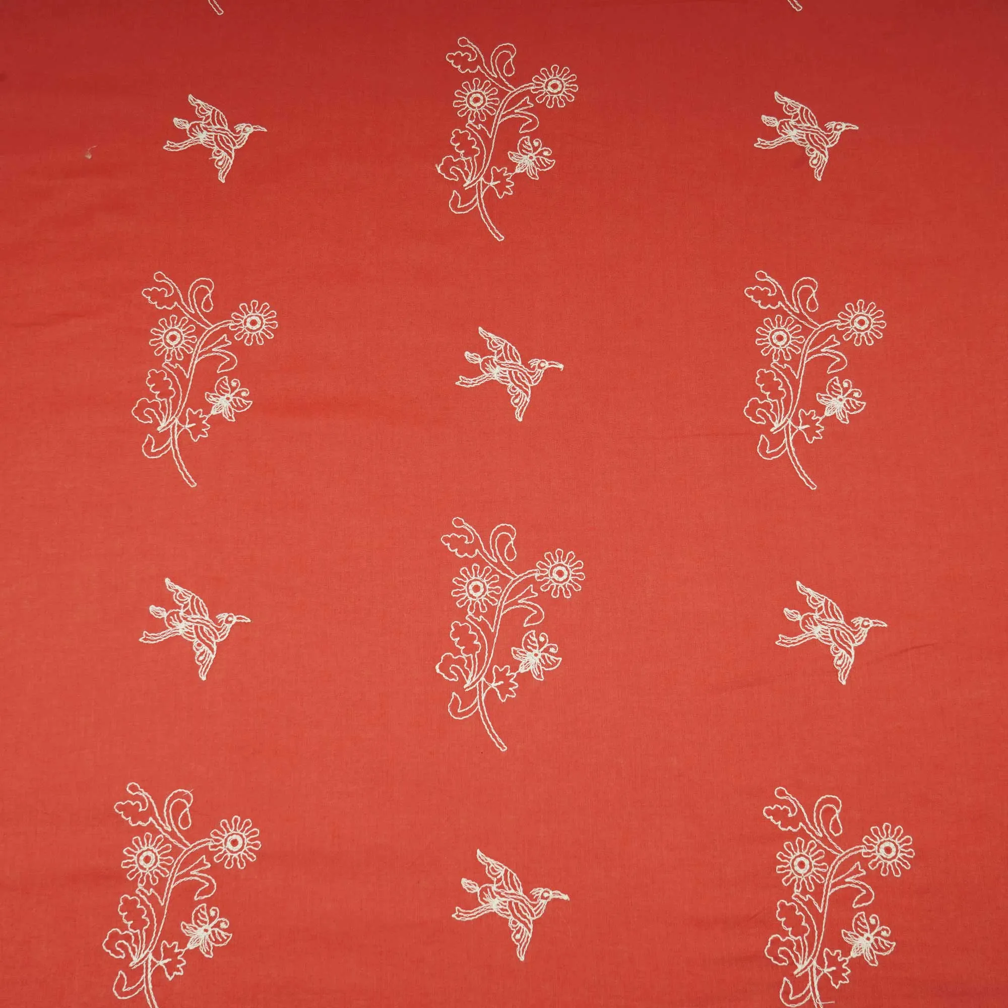 Rust Orange Thread Embroidery Chanderi Fabric WI-24366