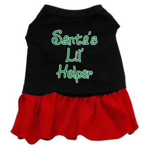 Santa's Lil Helper Screen Print Dress Black with Red Sm (10)