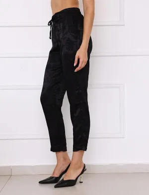 satin embroidered jogger pants