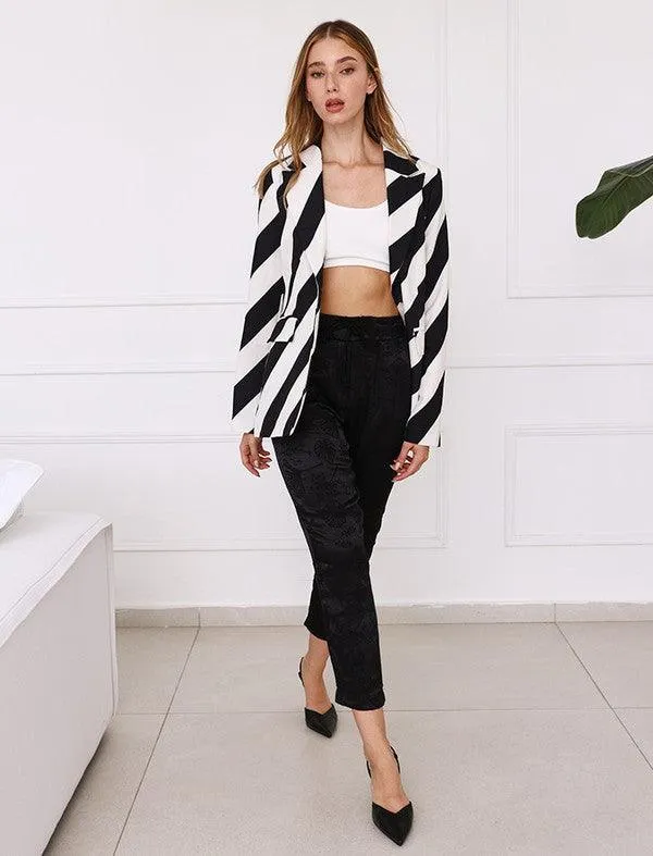 satin embroidered jogger pants
