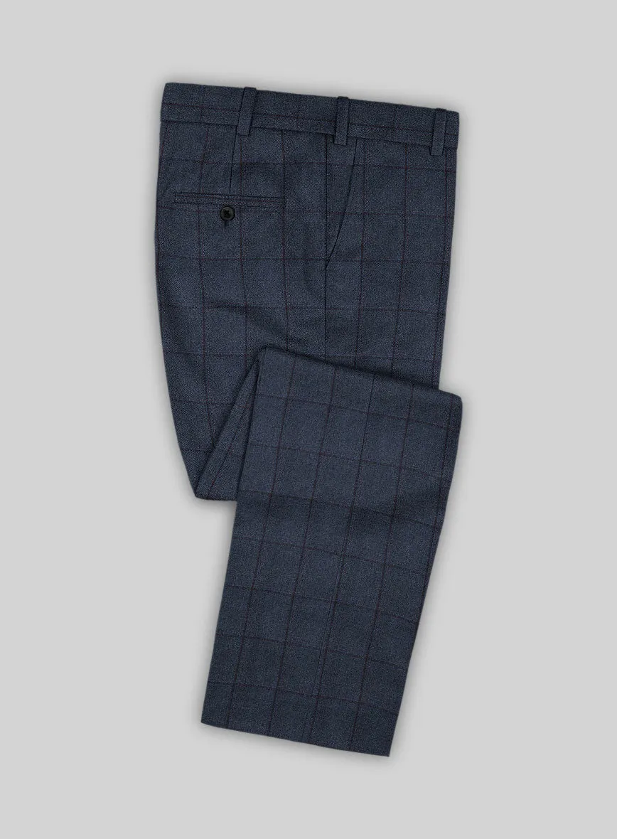 Scabal Tornado Windowpane Blue Wool Suit
