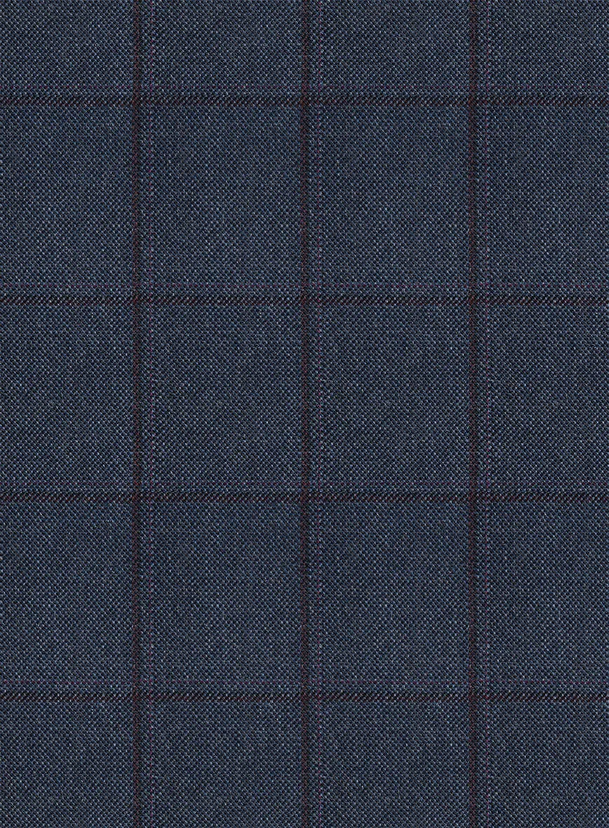 Scabal Tornado Windowpane Blue Wool Suit