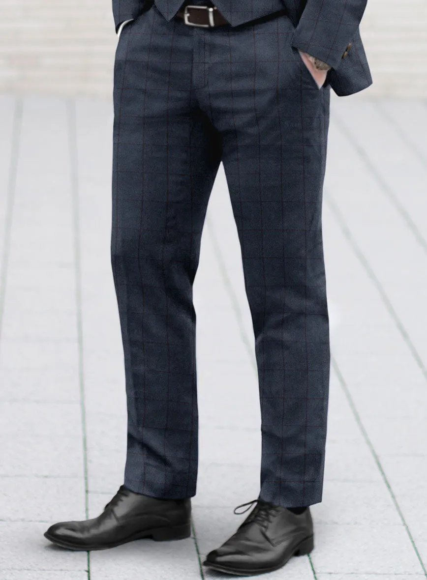 Scabal Tornado Windowpane Blue Wool Suit