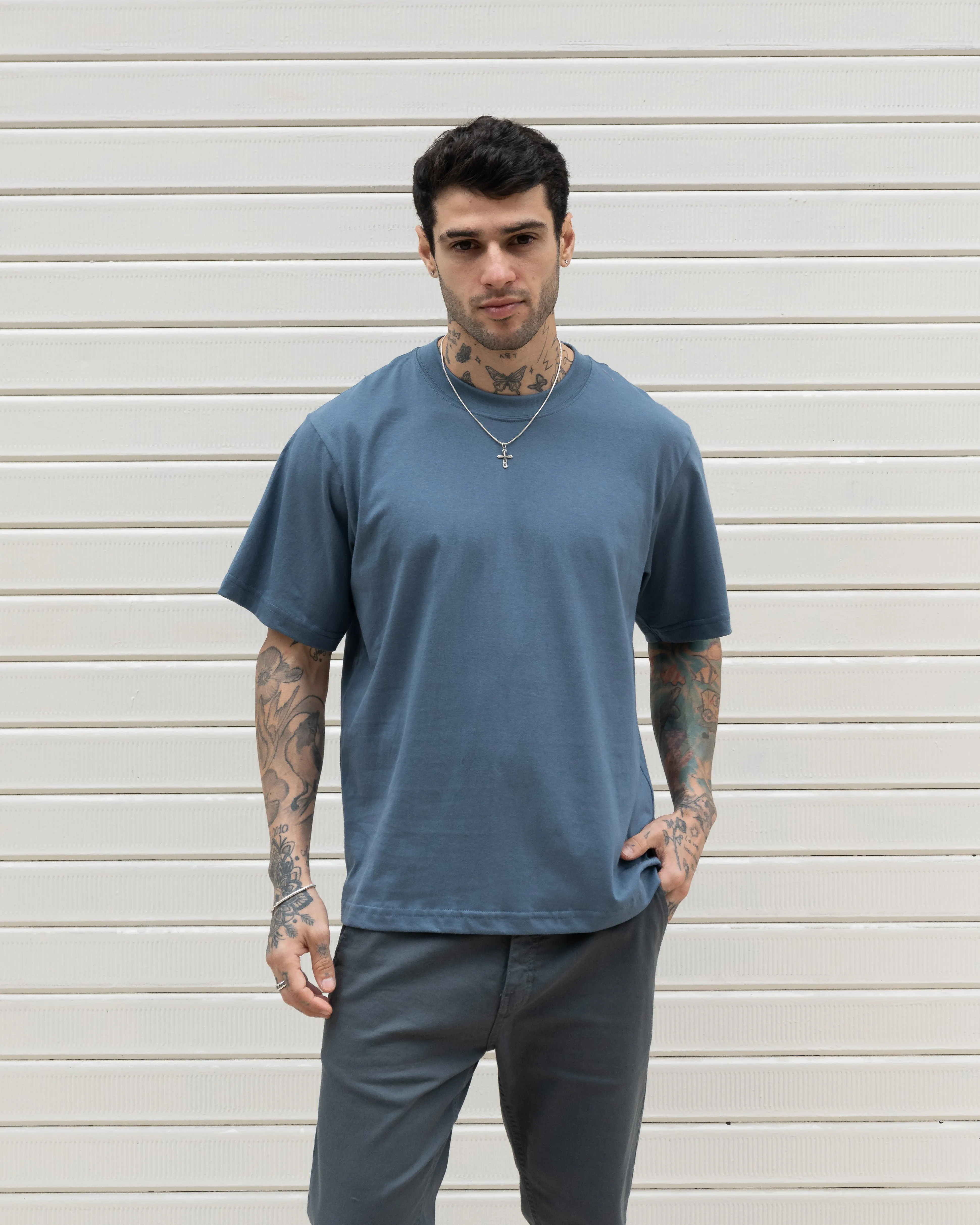Semi Boxy Tee 20/1 - Acero Claro