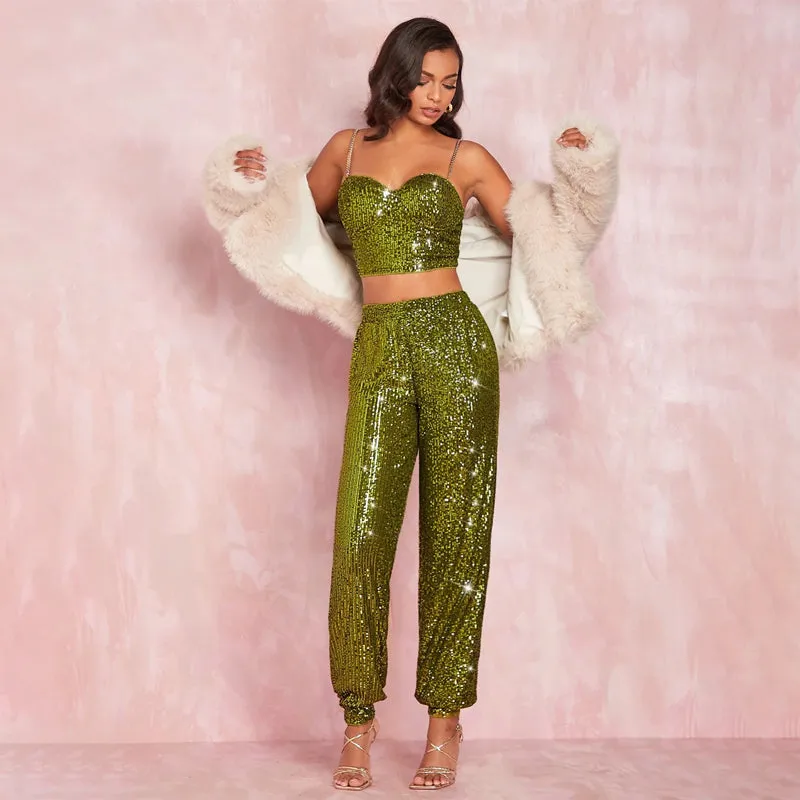 Sequin High Waisted Joggers