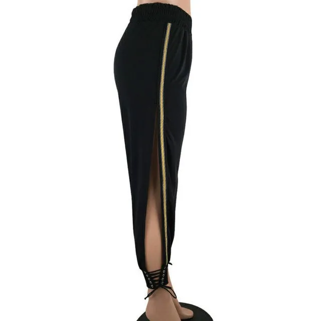 Side split lace up joggers pants