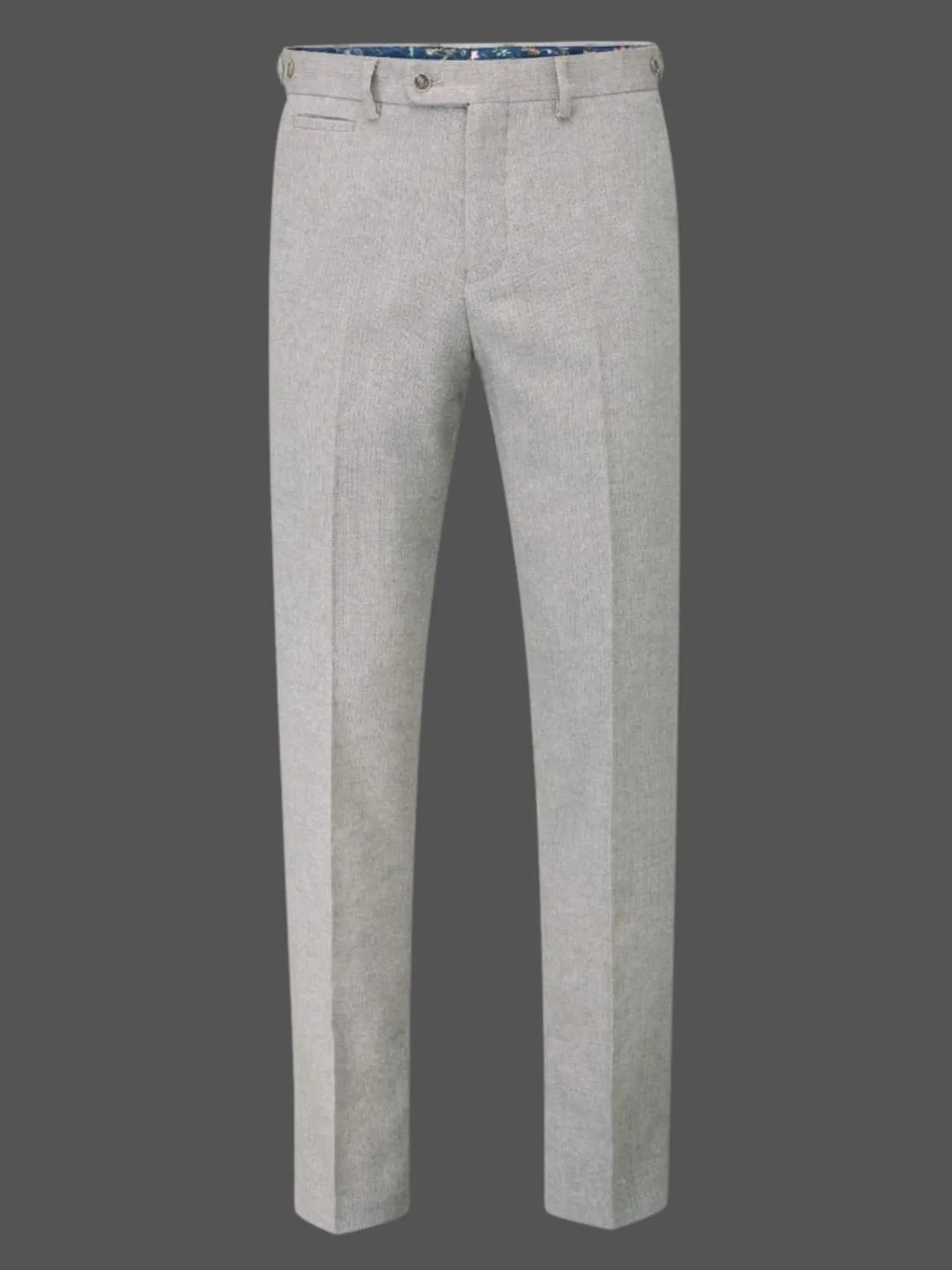 Skopes Jude Stone Beige Herringbone Tweed Tappered Trousers