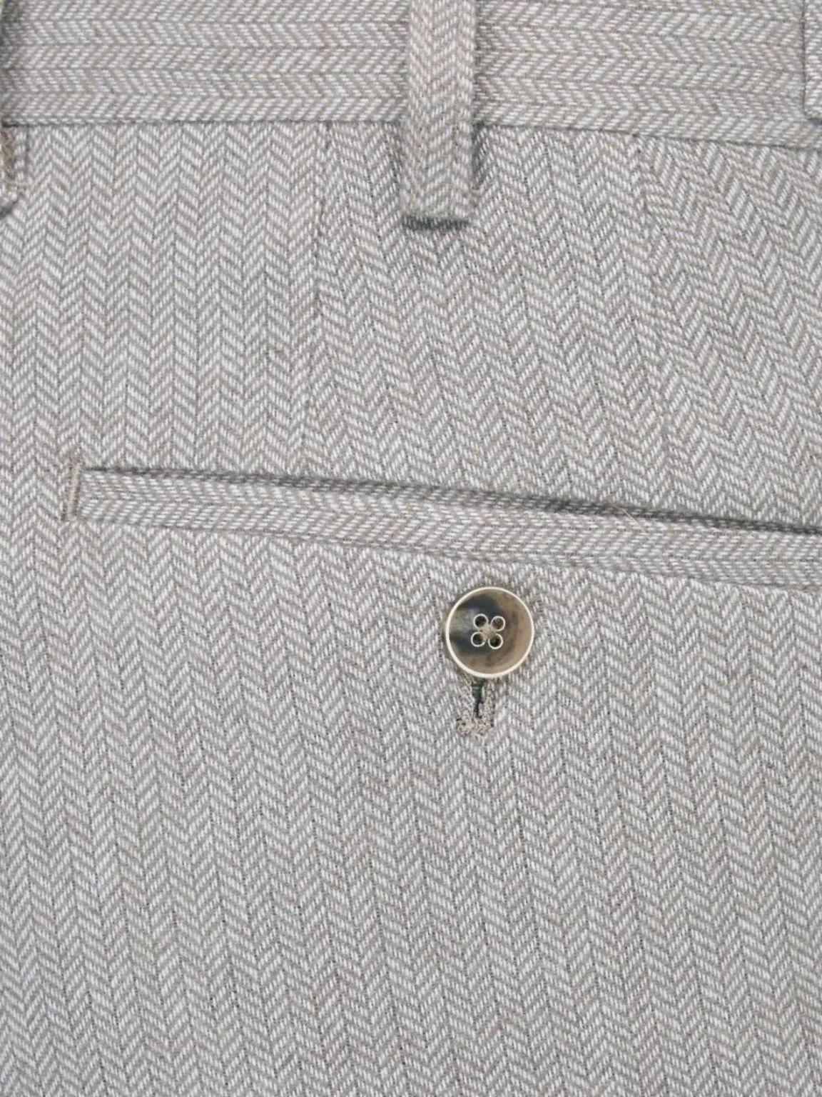 Skopes Jude Stone Beige Herringbone Tweed Tappered Trousers