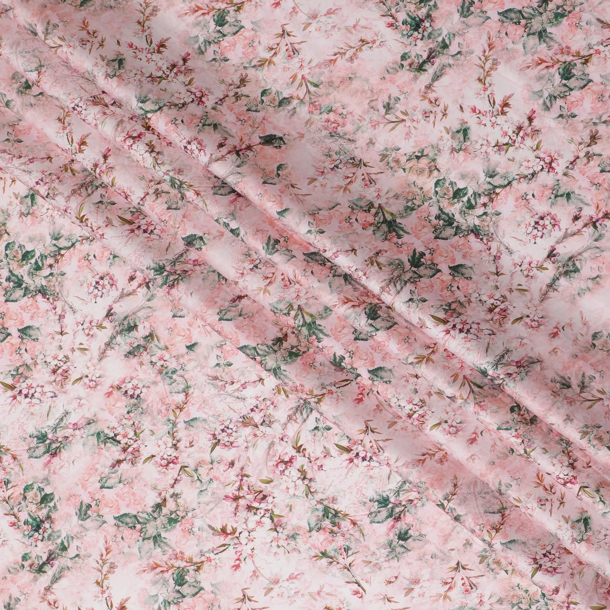 Soft Pink Vintage Floral Cotton Lawn Fabric - Classic Print, 110cm Wide, Buy Online-D18005