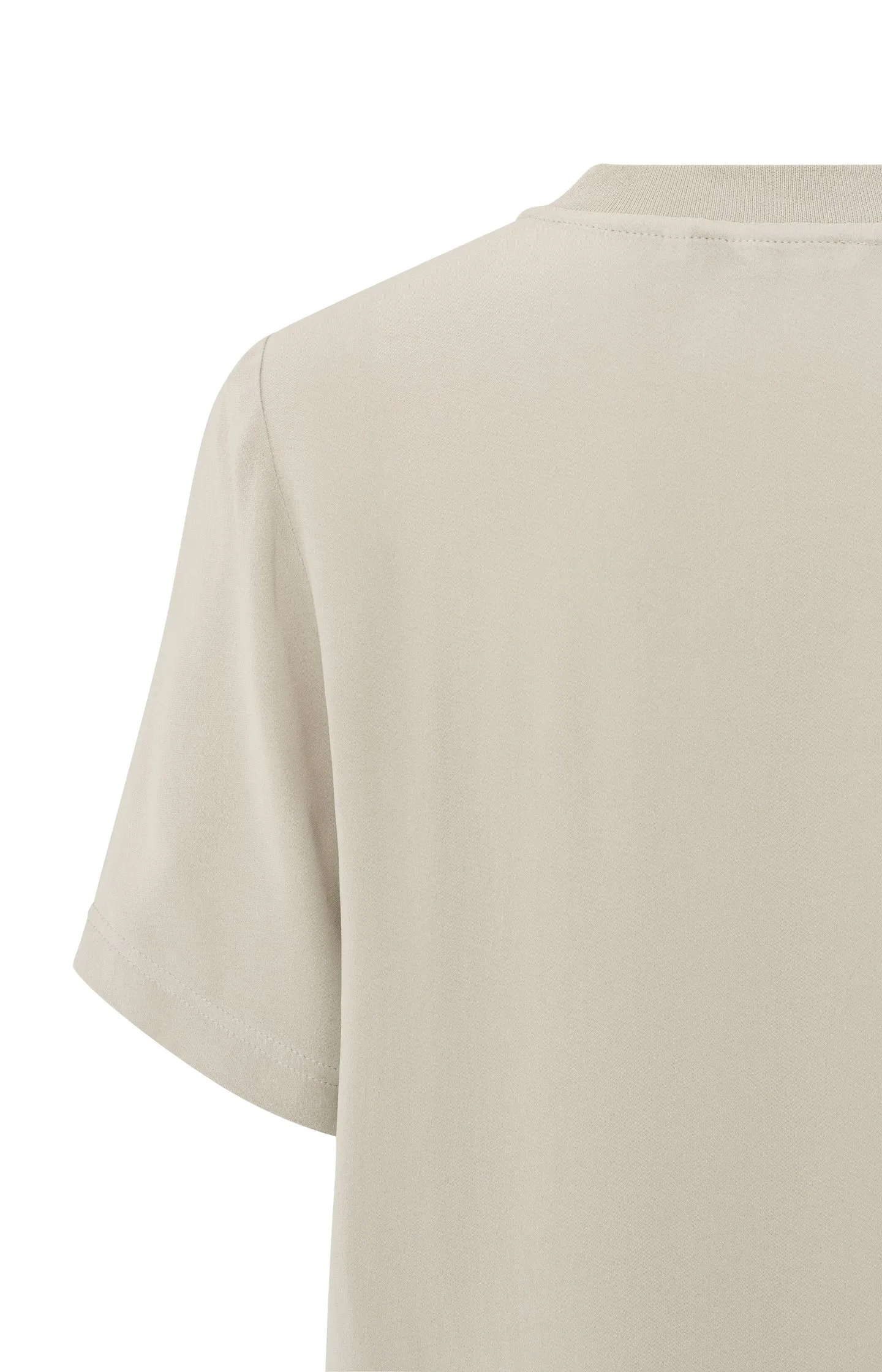 Soft woven T-shirt with round neck and short sleeves