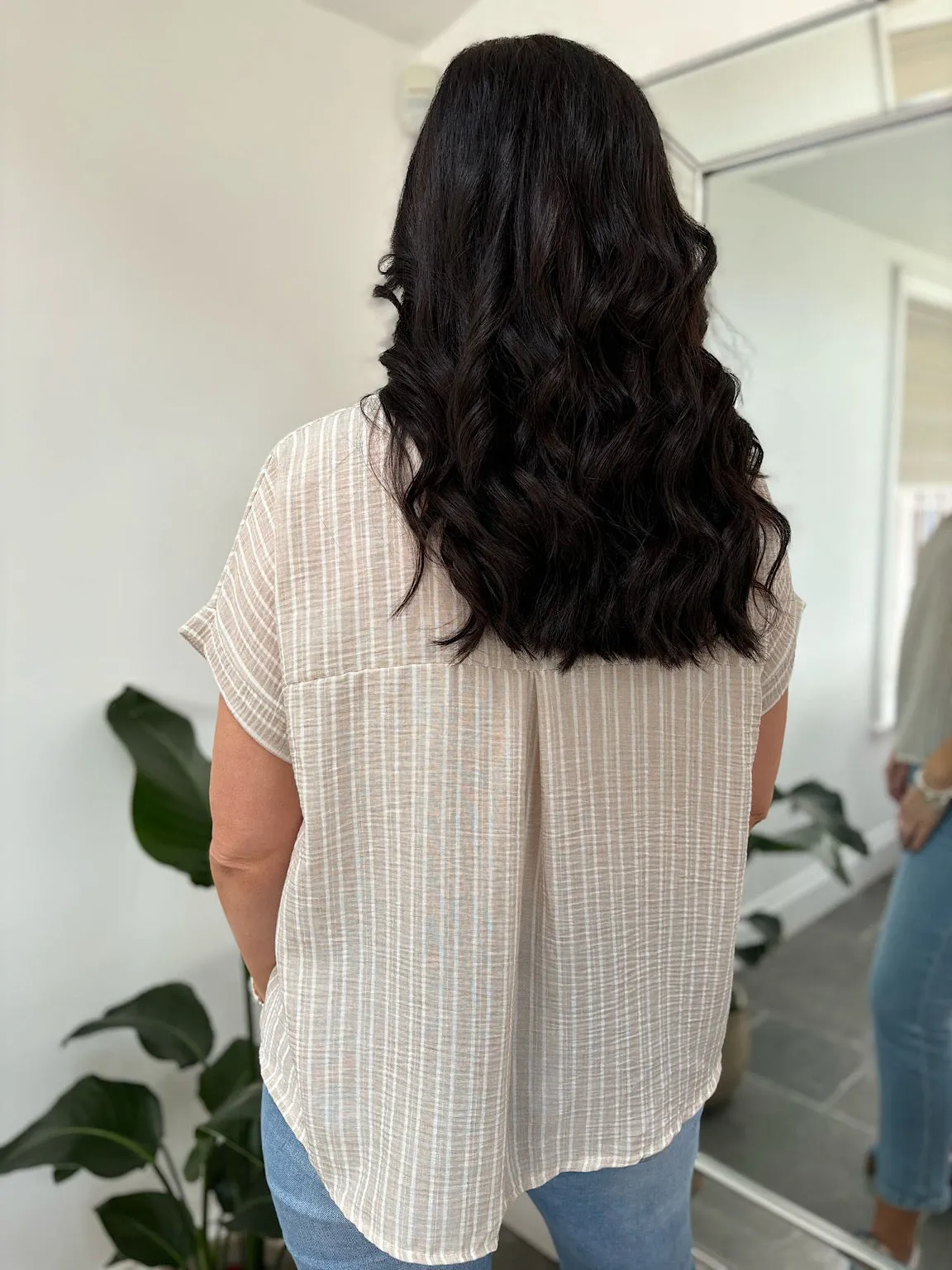 Stone Short Sleeve Striped Blouse Carly