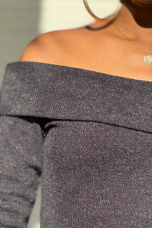 Stylish Long Sleeve Oblique Neck Top