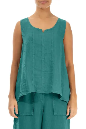 Sweetheart Neck Turquoise Linen Top