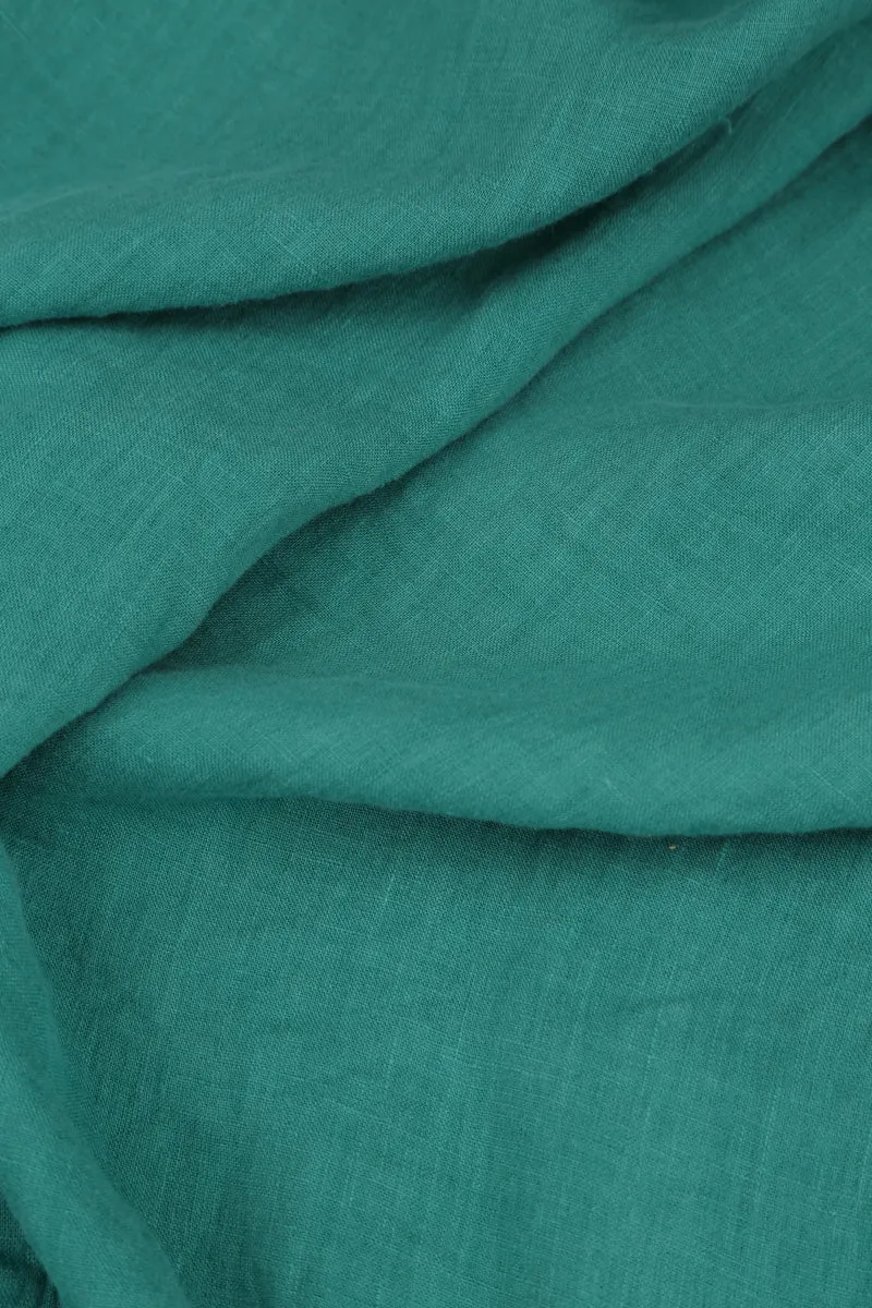 Sweetheart Neck Turquoise Linen Top