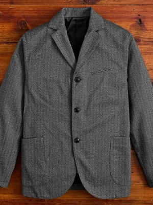 Tailored Sack Jacket in White Herringbone
