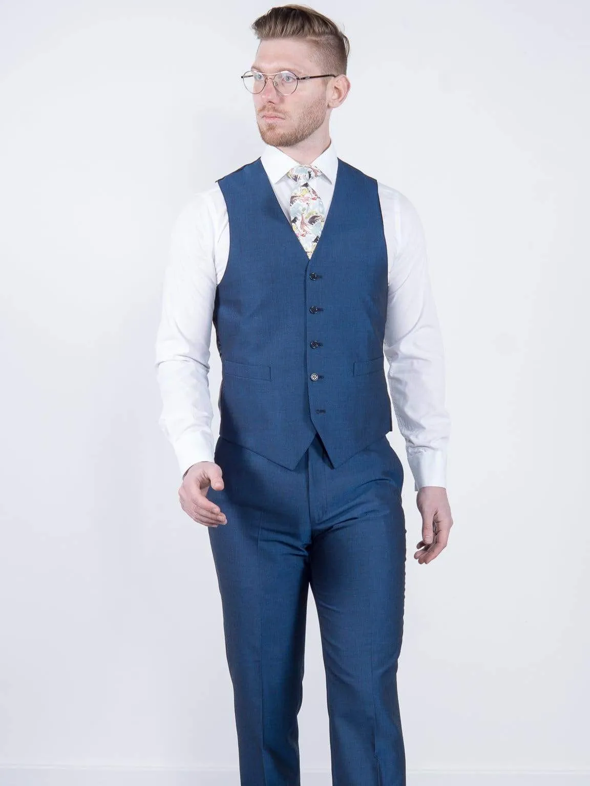 Torre Royal Blue Mohair Waistcoat
