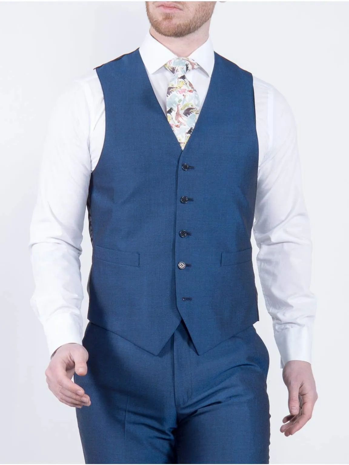 Torre Royal Blue Mohair Waistcoat