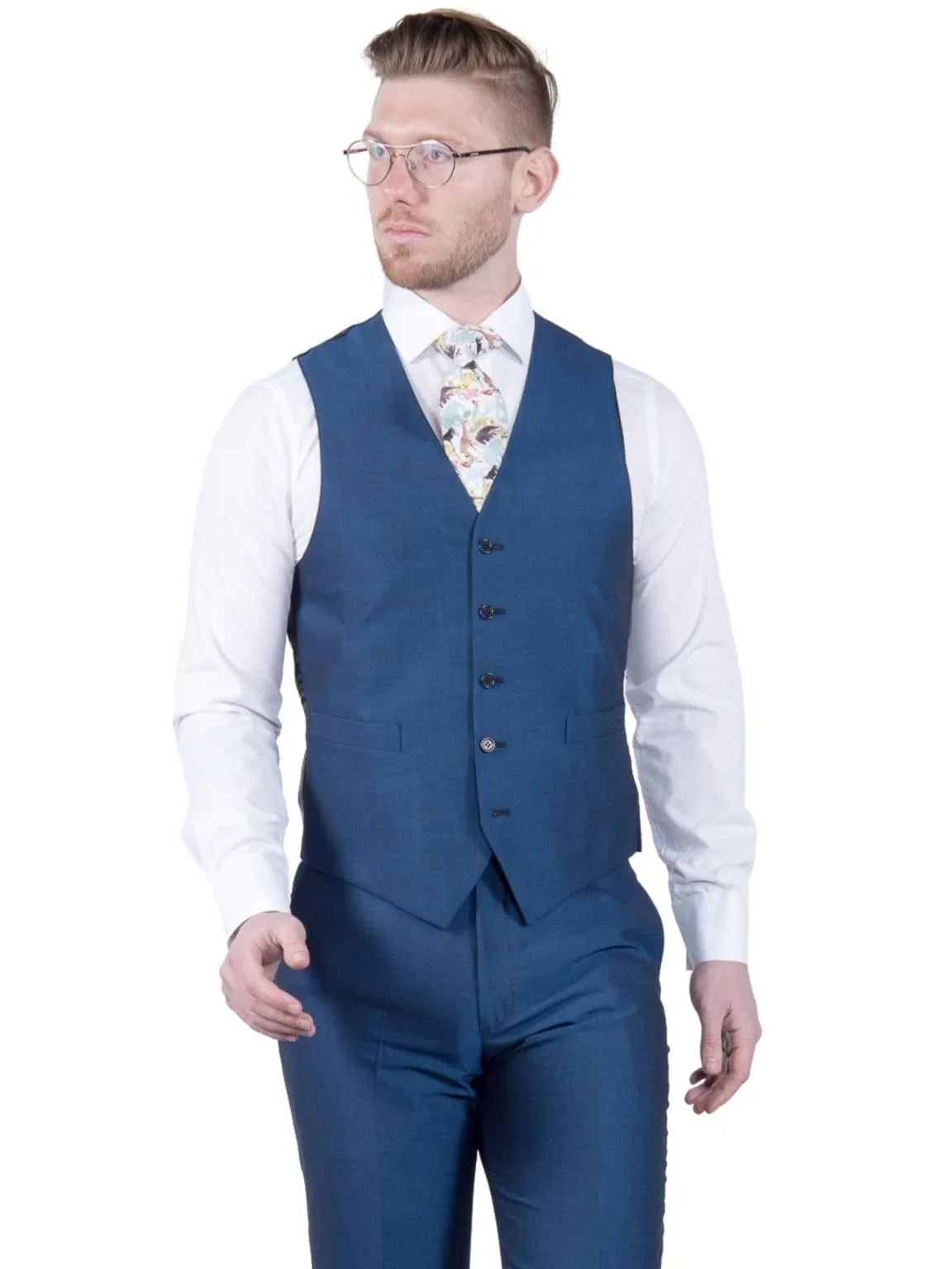 Torre Royal Blue Mohair Waistcoat