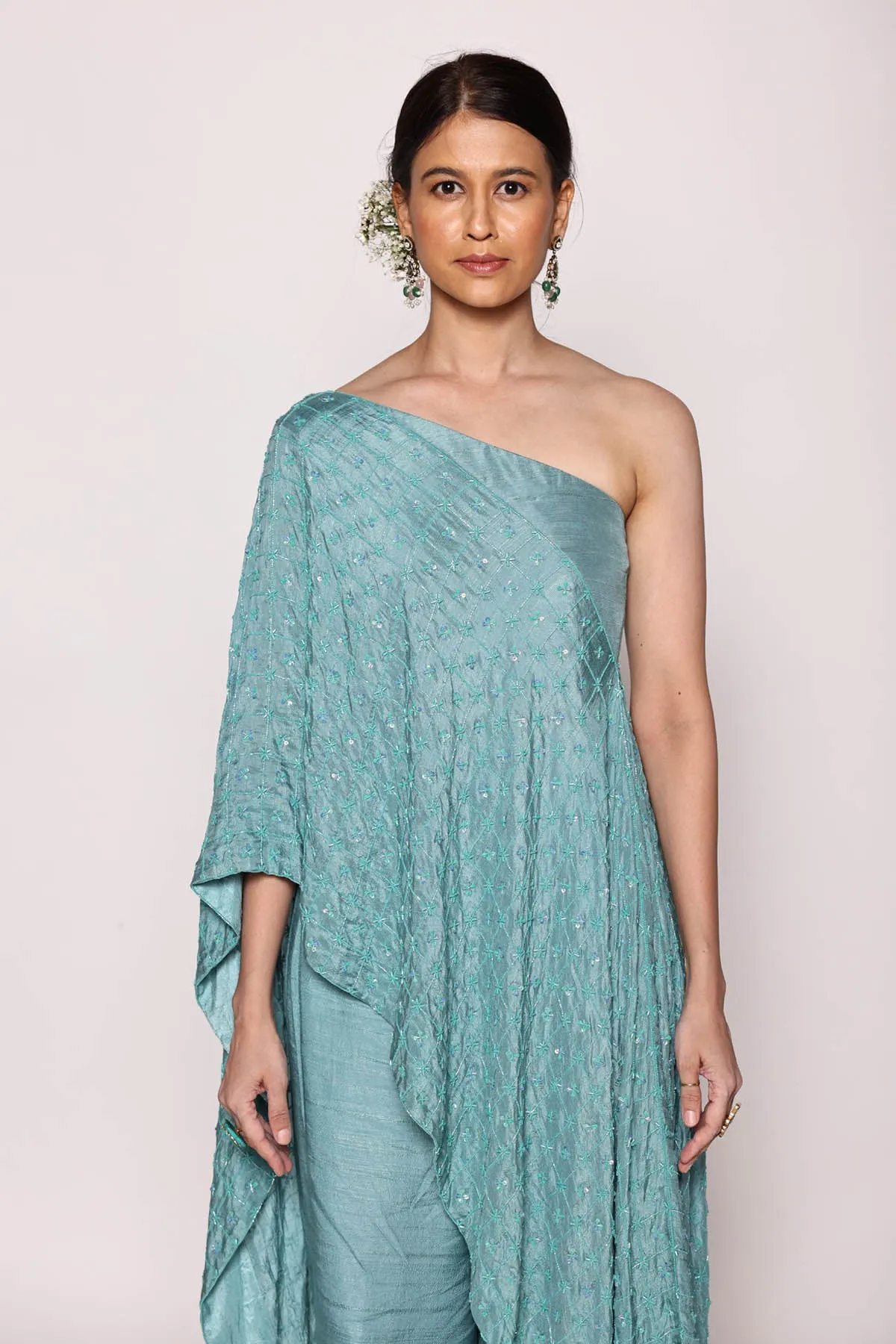 Turquoise One Shoulder Top & Pants