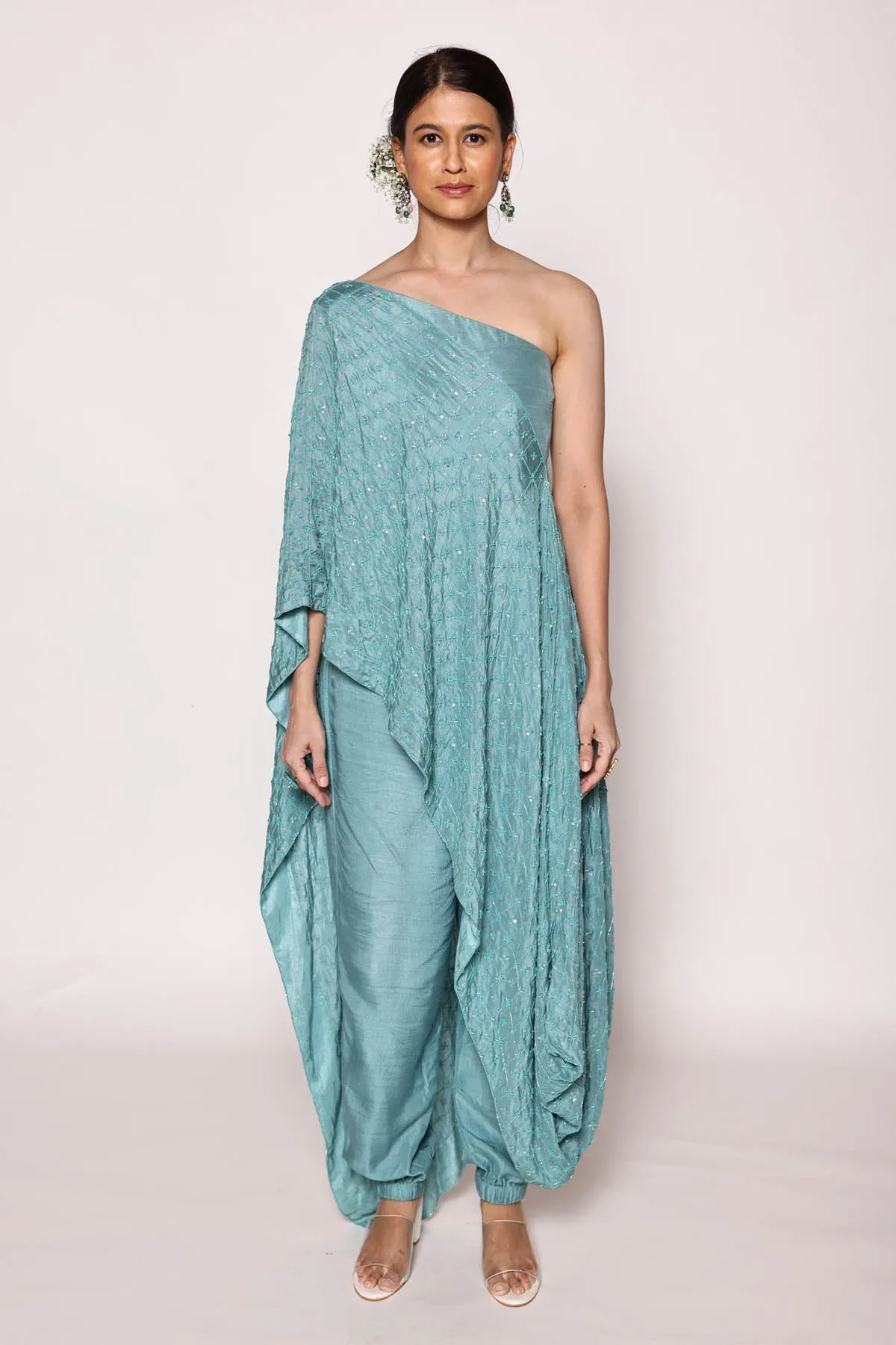 Turquoise One Shoulder Top & Pants
