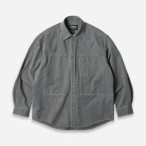 WASHED CARPENTER POCKET WORK SHIRT - CHARCOAL