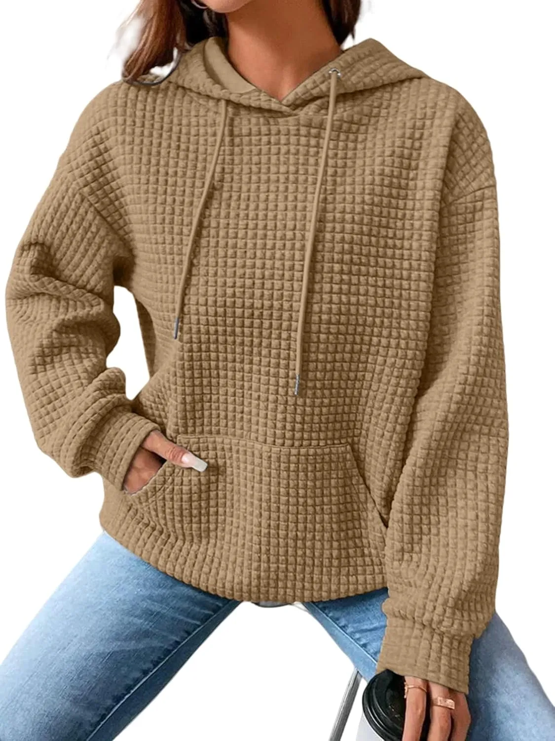 Womens Oversized Hoodies Casual Long Sleeve Drawstring Hooded Sweatshirts Loose Fit Pullover Tops with Pocket