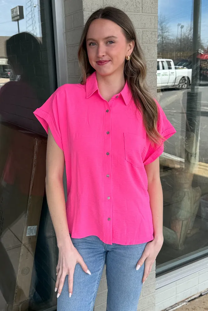 Zenana-Woven Airflow Button Down Shirt